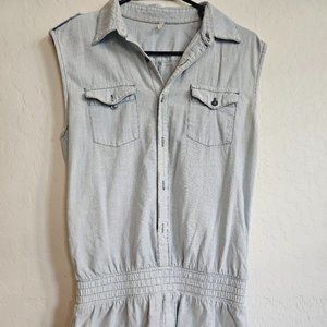 Romper Shorts by 7 For All Mankind Light Blue Denim Stretch Waist Size Small